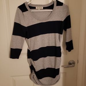 Grey and Navy Blue Striped Sweater